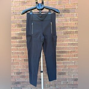 Athleta Black Joggers Leggings Side Zipper Pockets Athletic Pants Womens Size 6